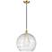 Ballston Athens 14" Satin Gold LED Pendant With Clear Deco Swirl Shade