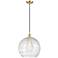 Ballston Athens 14" Satin Gold Pendant With Clear Deco Swirl Shade