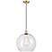 Ballston Athens 14" Satin Gold Pendant With Clear Shade