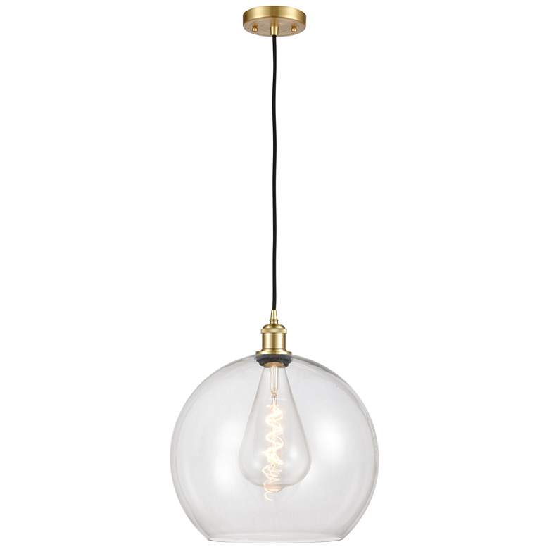 Image 1 Ballston Athens 14 inch Satin Gold Pendant With Clear Shade