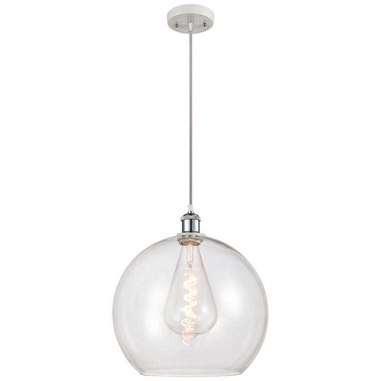 Image 1 Ballston Athens 14 inch White &#38; Chrome LED Pendant With Clear Shade