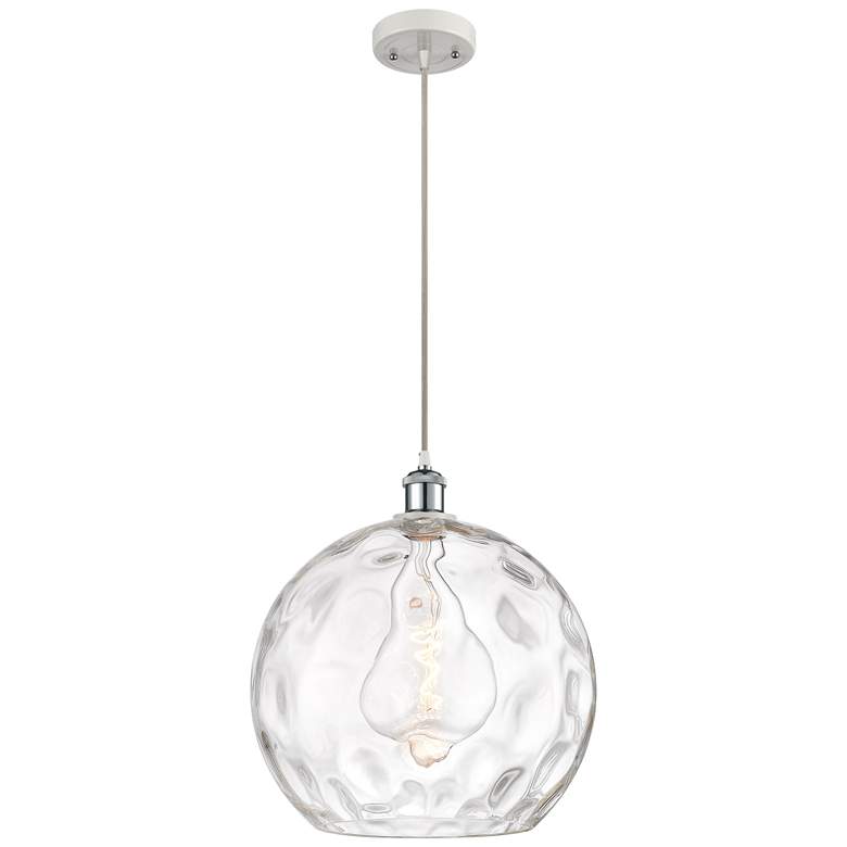 Image 1 Ballston Athens 14 inch White &#38; Chrome LED Pendant With Clear Water Gl