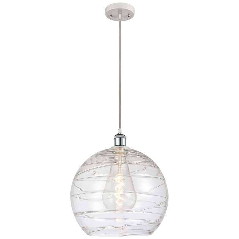 Image 1 Ballston Athens 14 inch White &amp; Chrome Pendant With Clear Deco Swirl S