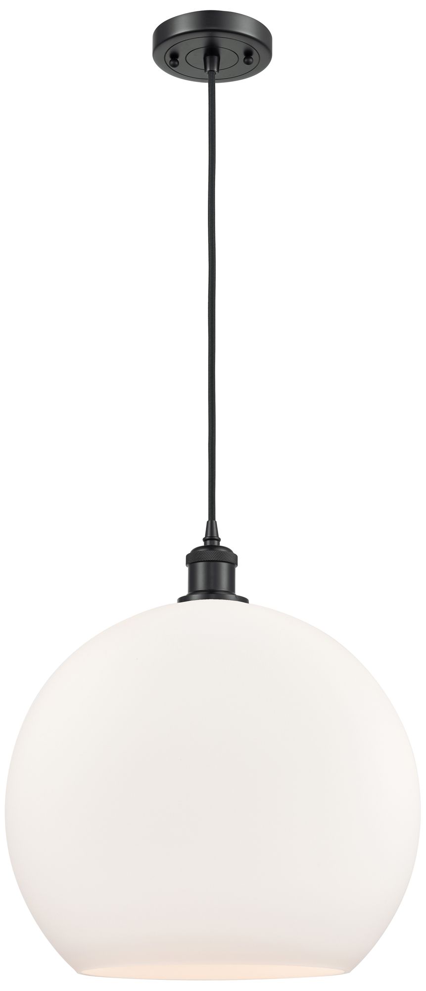 Ballston Athens 14" Matte Black Pendant With Matte Whitede Made to Order