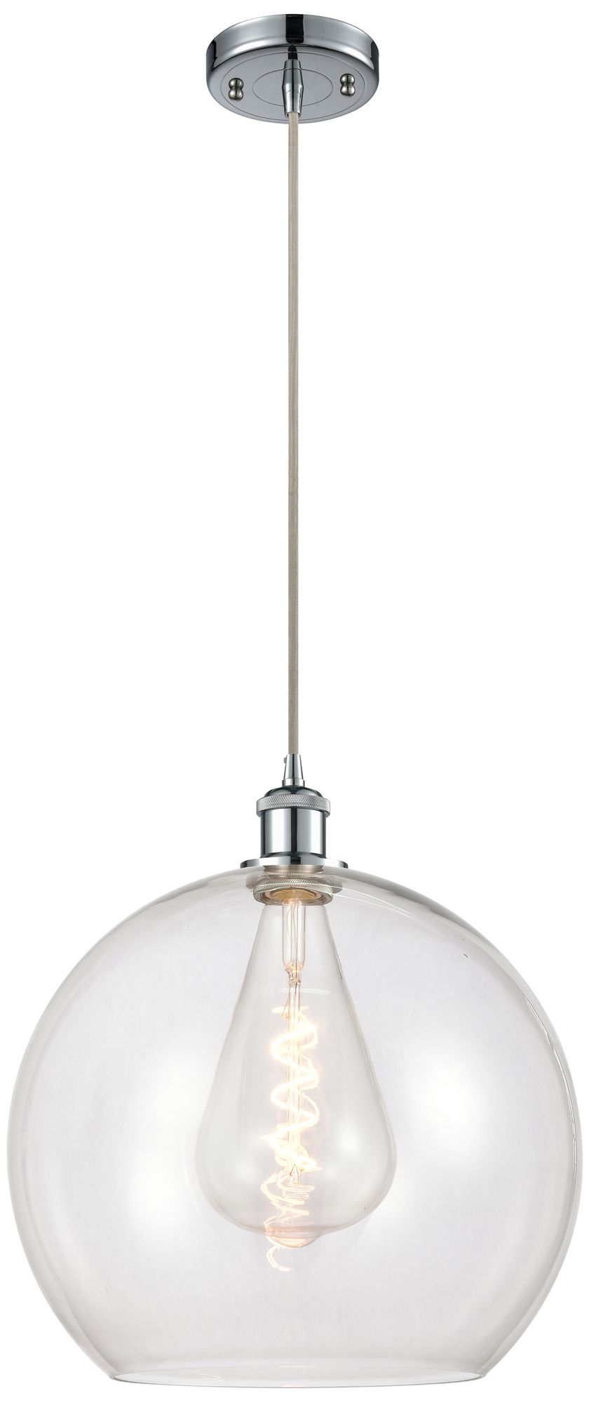 Ballston Athens 14" Polished Chrome Pendant With Clear Shade Made to Order