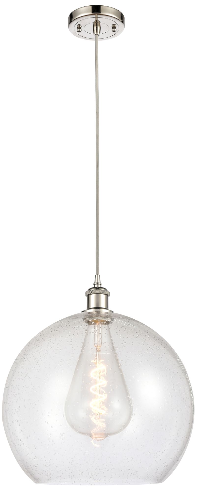 Ballston Athens 14" Polished Nickel Pendant With Seedy Shade Made to Order