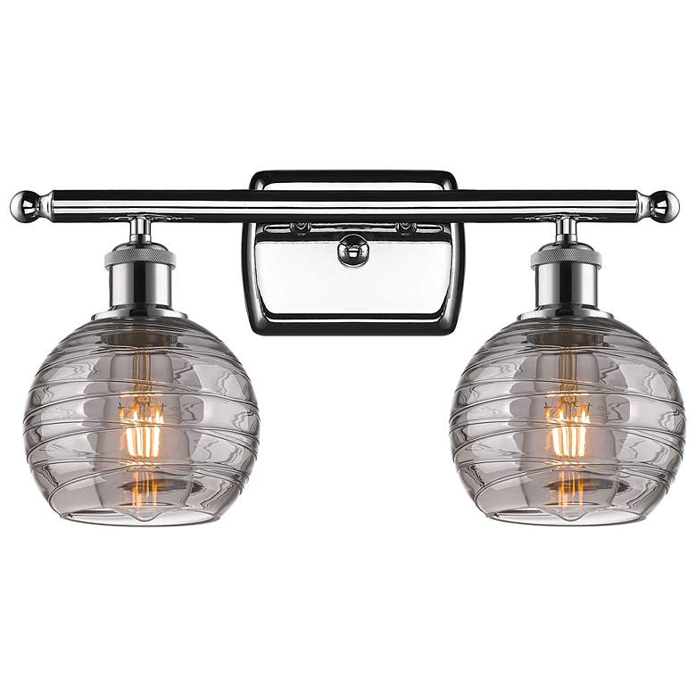 Image 1 Ballston Athens 15.88"W 2 Light Chrome Bath Light w/ Smoke Swirl Shade