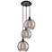 Ballston Athens 16.5"W 3-Light Black Corded Pendant w/ Smoke Swirl Sha