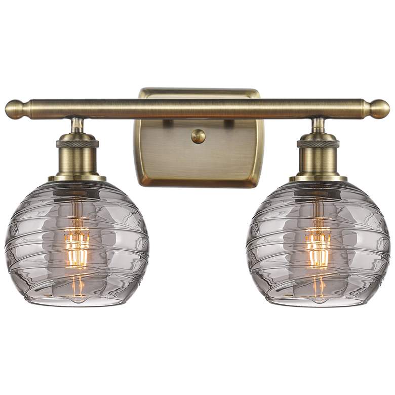 Image 1 Ballston Athens 16"W 2 Light Antique Brass Bath Light w/ Smoke Swirl S