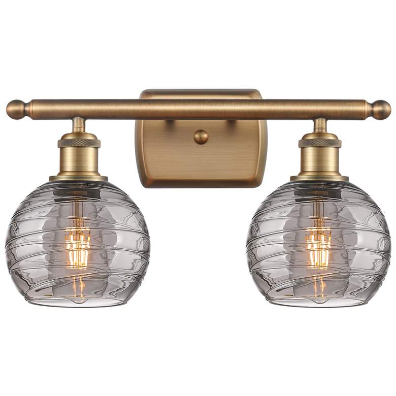 Image 1 Ballston Athens 16"W 2 Light Brushed Brass Bath Light w/ Smoke Swirl S