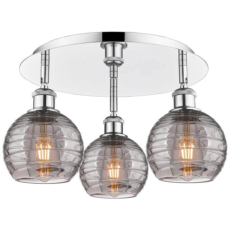 Image 1 Ballston Athens 17.63"W 3-Light Chrome Flush Mount w/ Smoke Swirl Shad
