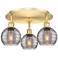 Ballston Athens 17.63"W 3-Light Satin Gold Flush Mount w/ Smoke Swirl