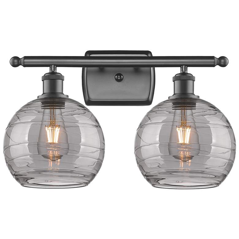 Image 1 Ballston Athens 18"W 2 Light Oiled Bronze Bath Light w/ Smoke Swirl Sh
