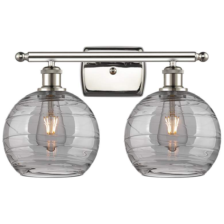 Image 1 Ballston Athens 18"W 2 Light Polish Nickel Bath Light w/ Smoke Swirl S