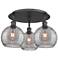 Ballston Athens 19.75"W 3-Light Black Flush Mount w/ Smoke Swirl Shade