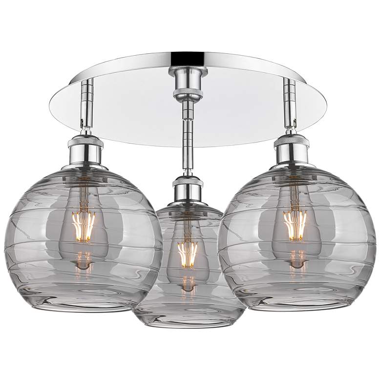 Image 1 Ballston Athens 19.75"W 3-Light Chrome Flush Mount w/ Smoke Swirl Shad