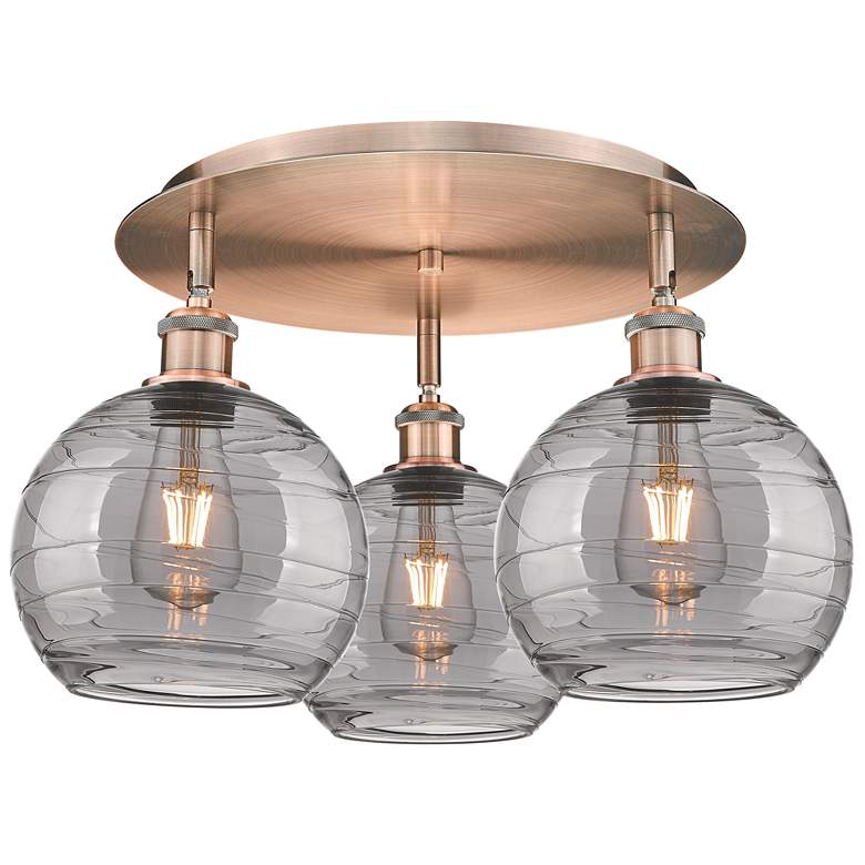 Image 1 Ballston Athens 19.75"W 3-Light Copper Flush Mount w/ Smoke Swirl Shad
