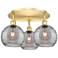 Ballston Athens 19.75"W 3-Light Satin Gold Flush Mount w/ Smoke Swirl