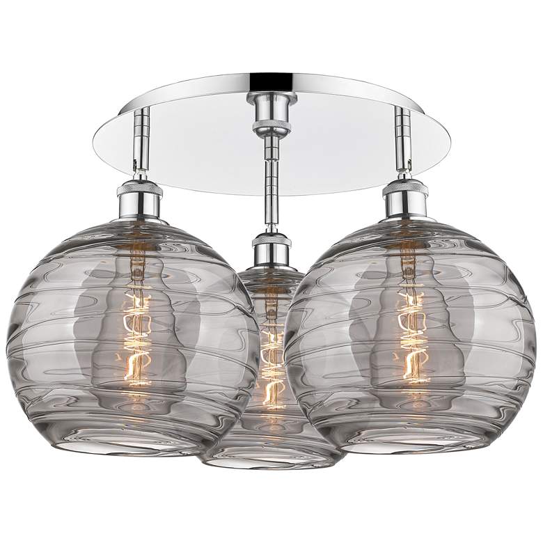 Image 1 Ballston Athens 21.75"W 3-Light Chrome Flush Mount w/ Smoke Swirl Shad