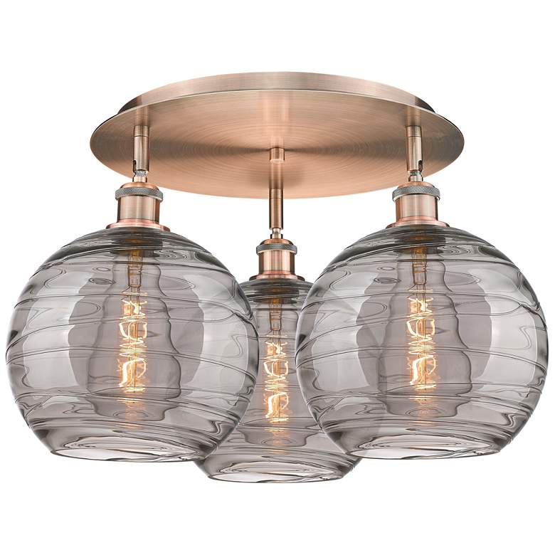 Image 1 Ballston Athens 21.75"W 3-Light Copper Flush Mount w/ Smoke Swirl Shad