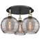 Ballston Athens 22"W 3-Light Black Brass Flush Mount w/ Smoke Swirl Sh
