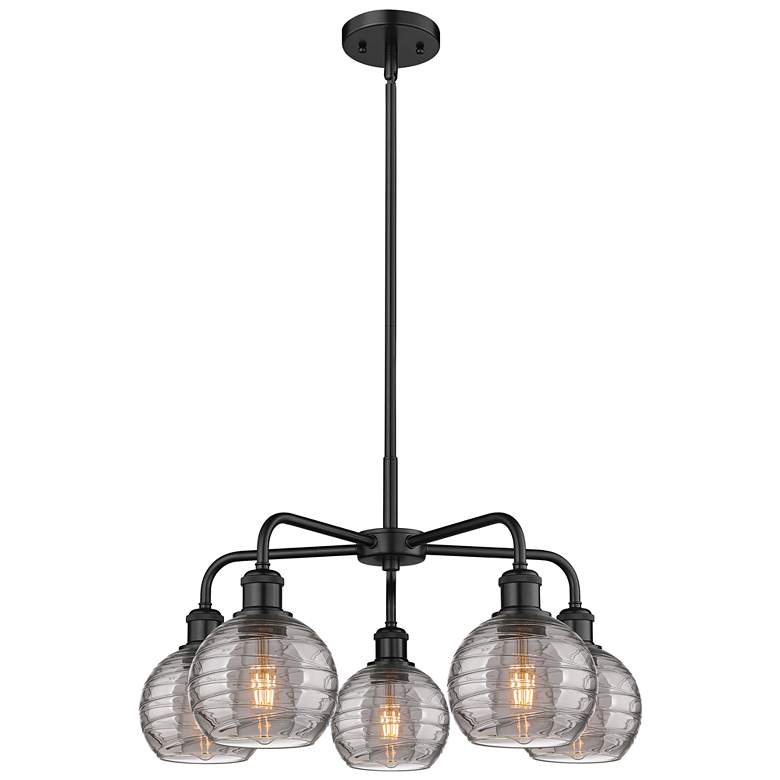 Image 1 Ballston Athens 23.88"W 5-Light Black Stem Chandelier w/ Smoke Swirl S