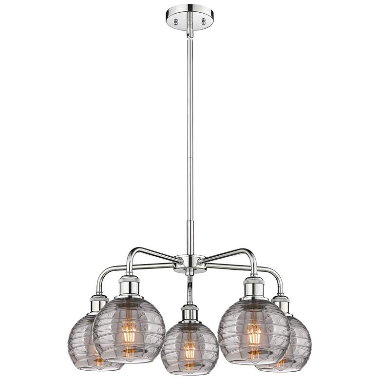 Image 1 Ballston Athens 23.88"W 5-Light Chrome Stem Chandelier w/ Smoke Swirl