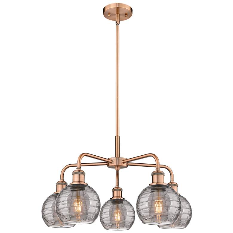 Image 1 Ballston Athens 23.88"W 5-Light Copper Stem Chandelier w/ Smoke Swirl