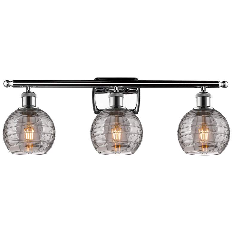 Image 1 Ballston Athens 25.88"W 3 Light Chrome Bath Light w/ 6" Smoke Swi