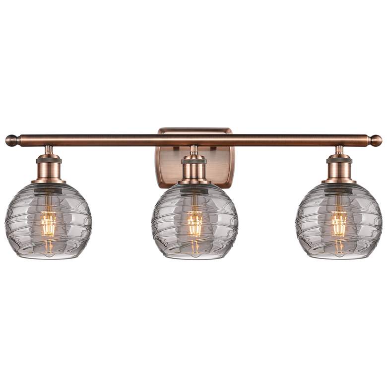 Image 1 Ballston Athens 25.88"W 3 Light Copper Bath Light w/ 6" Smoke Swi