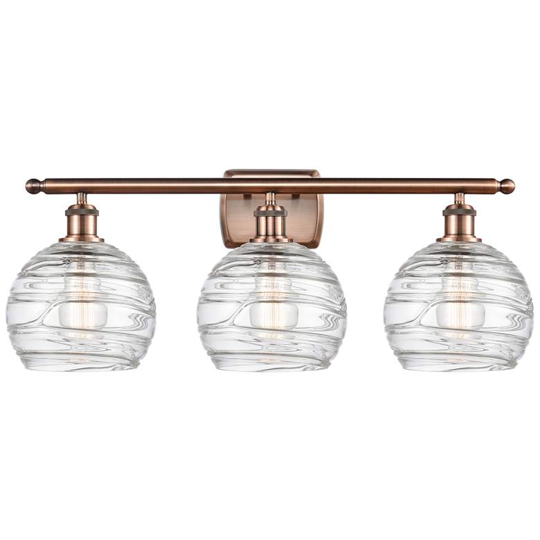 Image 1 Ballston Athens 26" 3-Light Antique Copper Bath Light w/ Deco Swirl Sh
