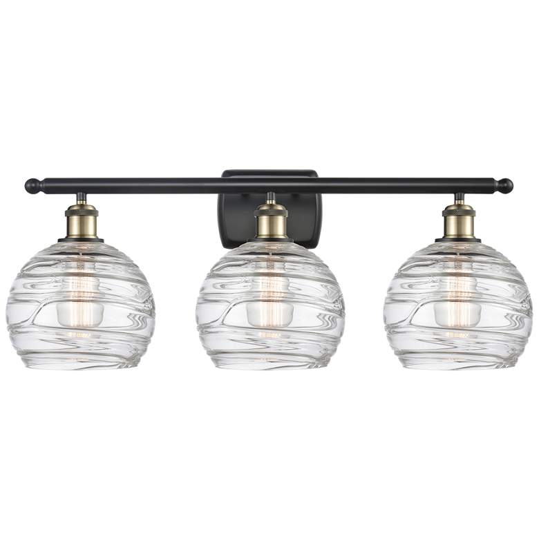 Image 1 Ballston Athens 26" 3-Light Black Antique Brass Bath Light w/ Deco Sha