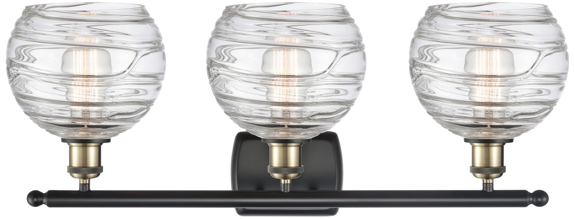 Image 2 Ballston Athens 26" 3-Light Black Antique Brass Bath Light w/ Deco Sha more views