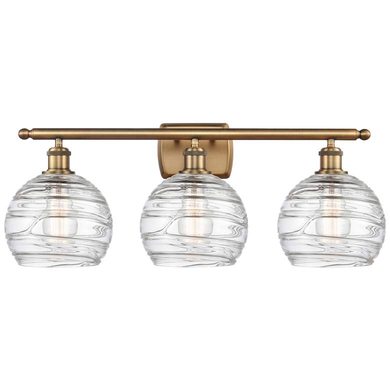 Image 1 Ballston Athens 26" 3-Light Brushed Brass Bath Light w/ Deco Swirl Sha