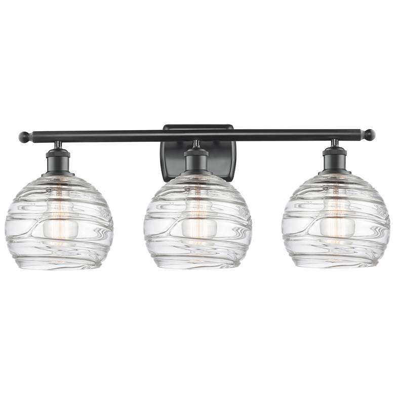 Image 1 Ballston Athens 26" 3-Light Matte Black Bath Light w/ Deco Swirl Shade