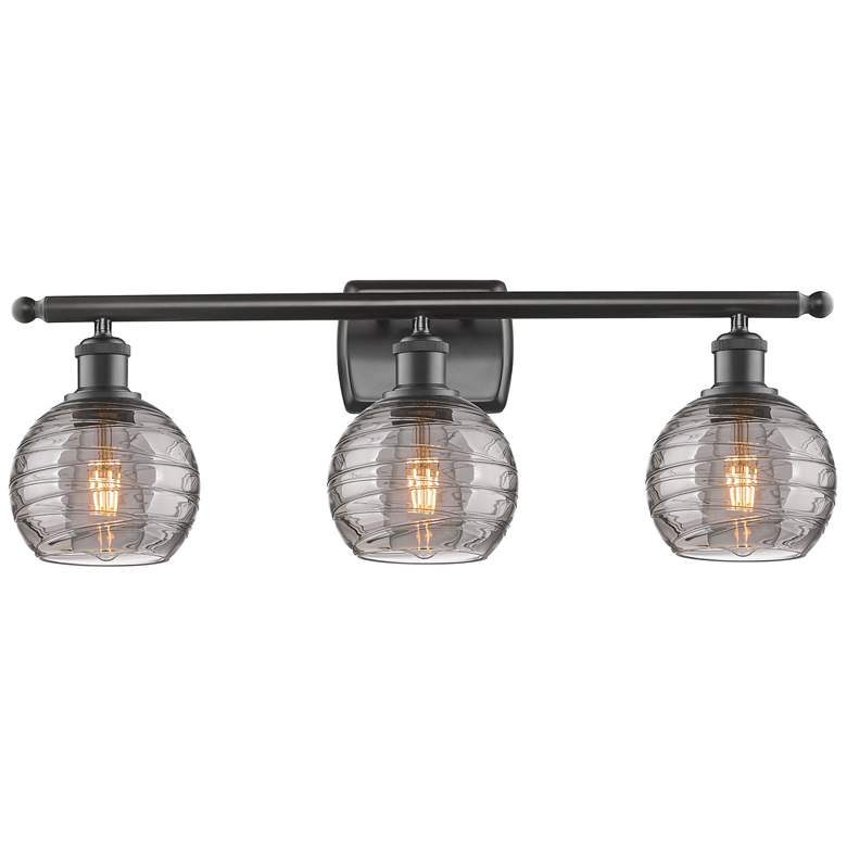Image 1 Ballston Athens 26"W 3 Light Oiled Bronze Bath Bar w/ 6" Smoke Sw