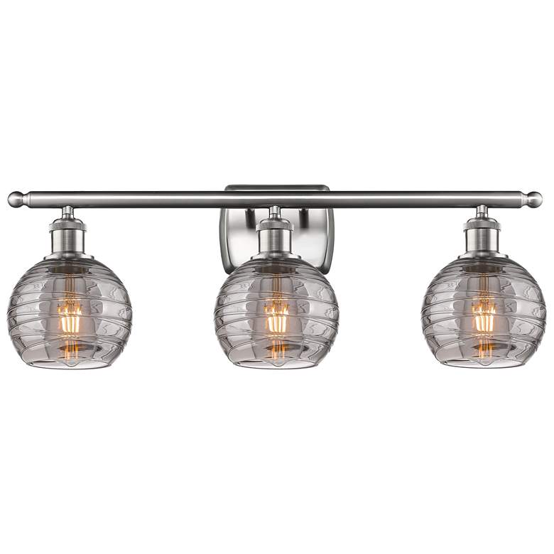 Image 1 Ballston Athens 26"W 3 Light Satin Bath Light w/ 6" Smoke Swirl S