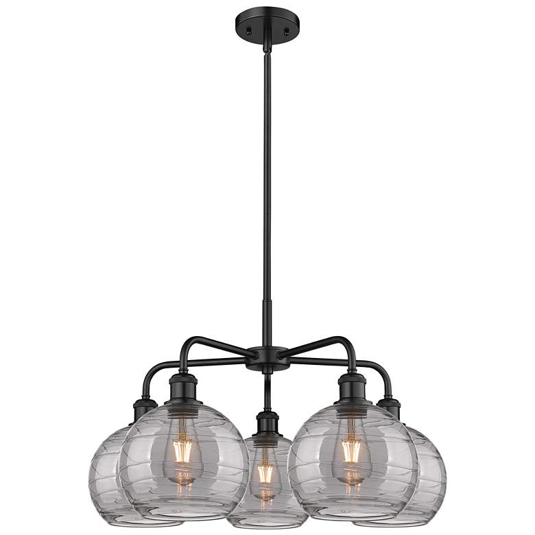 Image 1 Ballston Athens 26"W 5-Light Black Stem Chandelier w/ Smoke Swirl Shad