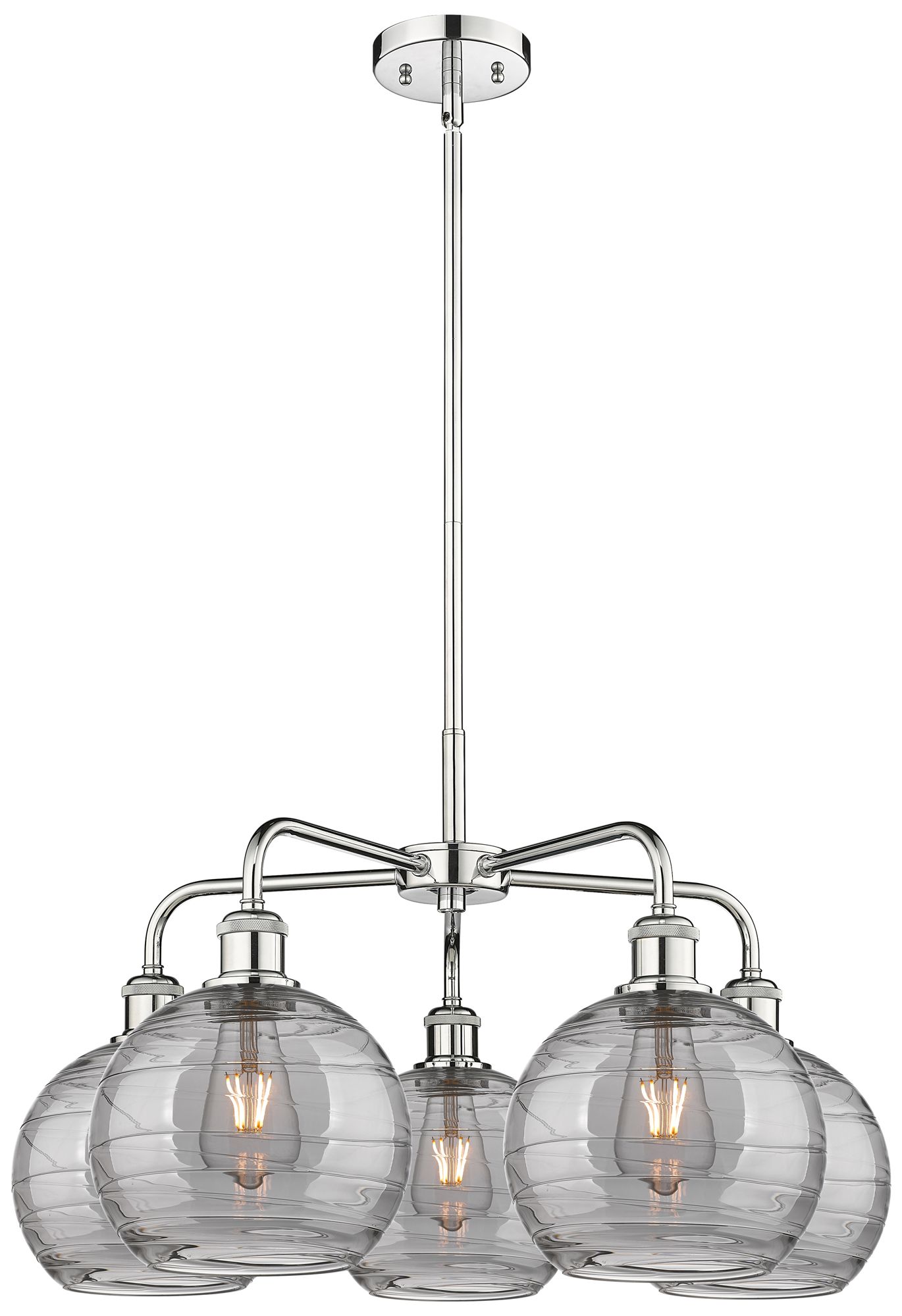 Ballston Athens 26"W 5-Light Chrome Stem Chandelier w/ Smoke Swirl Sha