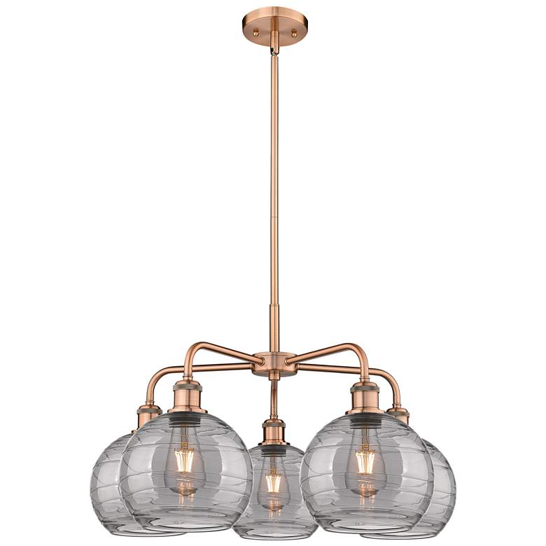 Image 1 Ballston Athens 26"W 5-Light Copper Stem Chandelier w/ Smoke Swirl Sha