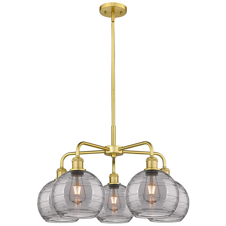 Image 1 Ballston Athens 26"W 5-Light Gold Stem Chandelier w/ Smoke Swirl Shade