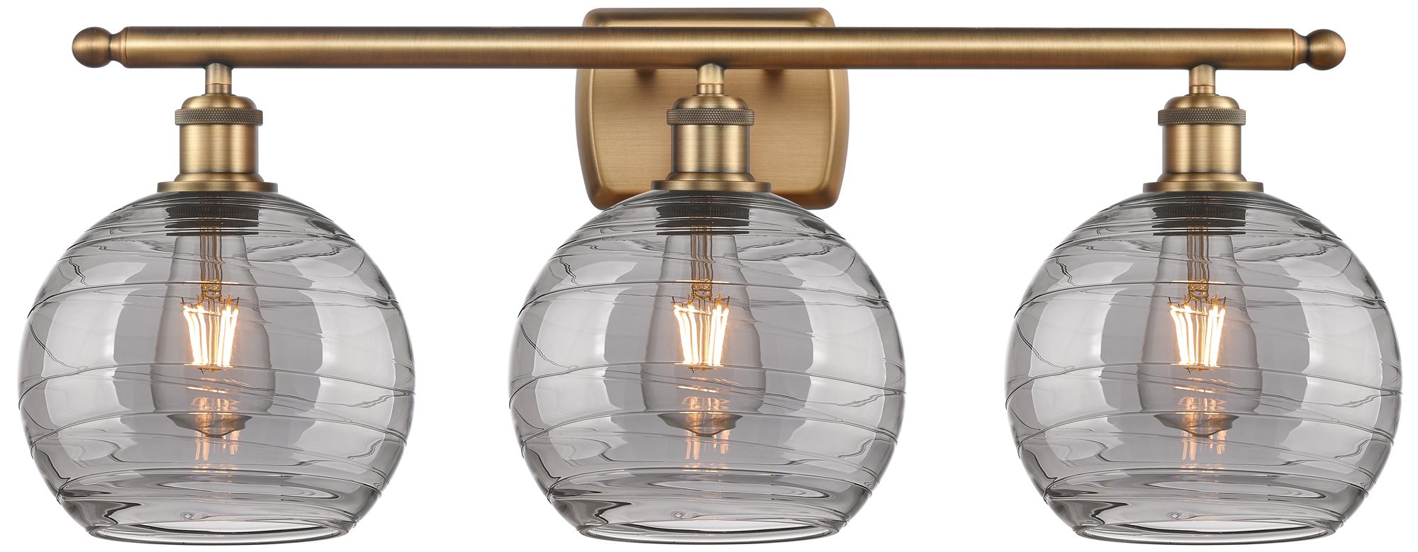 Ballston Athens 28"W 3 Light Brushed Brass Bath Bar w/ 8" Smoke S