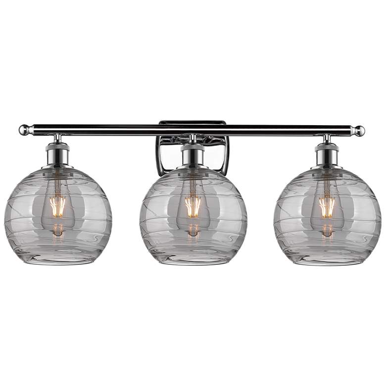 Image 1 Ballston Athens 28"W 3 Light Chrome Bath Light w/ 8" Smoke Swirl