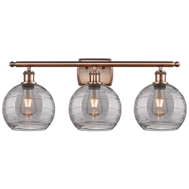 Image 1 Ballston Athens 28"W 3 Light Copper Bath Light w/ 8" Smoke Swirl