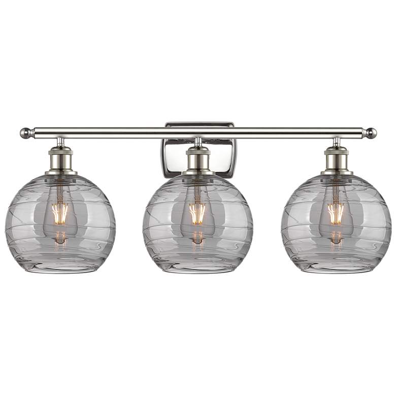 Image 1 Ballston Athens 28"W 3 Light Polish Nickel Bath Bar w/ 8" Smoke S