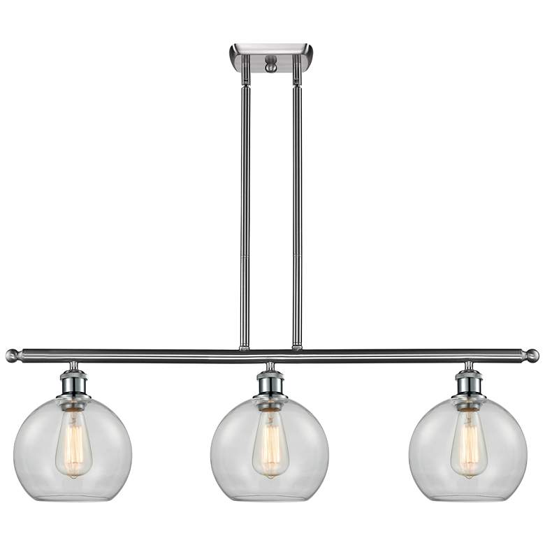 Image 1 Ballston Athens 3-Light 36" Brushed Nickel LED Island-Light W/ Clear S