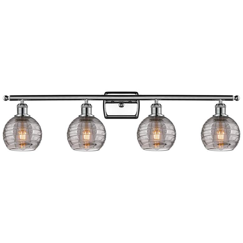 Image 1 Ballston Athens 35.88"W 4-Light Chrome Bath Light w/ Smoke Swirl Shade