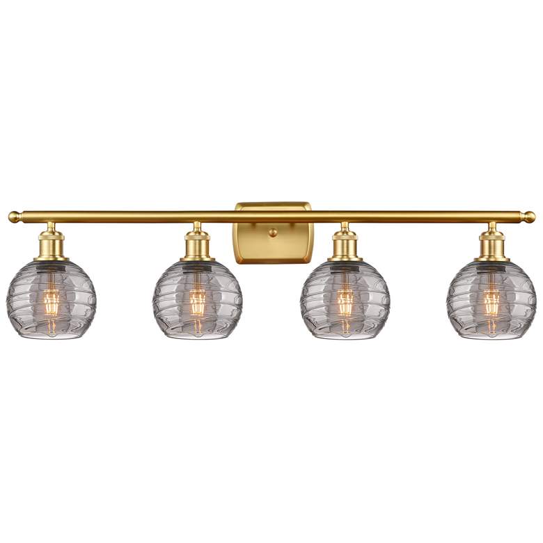 Image 1 Ballston Athens 35.88"W 4-Light Gold Bath Vanity Light w/ Smoke Swirl
