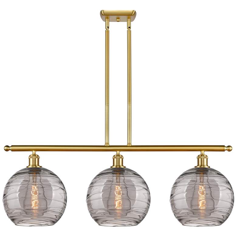 Image 1 Ballston Athens 36.5"W 3-Light Gold Stem Island Light w/ Smoke Swirl S
