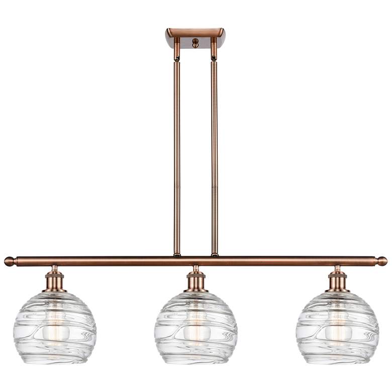 Image 1 Ballston Athens 36" 3-Light Antique Copper Island Light w/ Deco Swirl